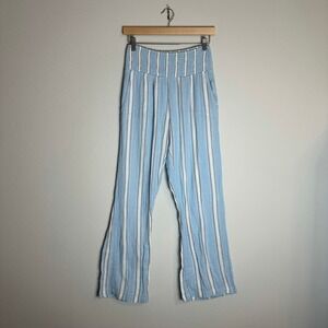 Billabong Womens Blue White Striped Cotton Gauze Smocked Beach Pants XL